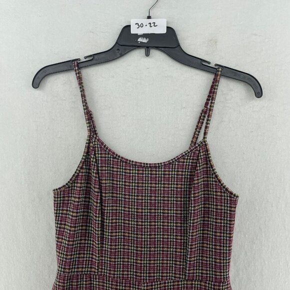 Wild Fable Jumpsuit Women's Sz M Red Plaid Scoop Neck Flared Cropped Stretch Zip - Picture 11 of 11